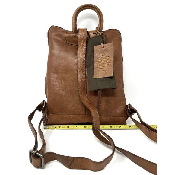 Vilenca Holland Backpack Distressed Leather Woven Braided TK48 Cognac Brown NWT main image 11